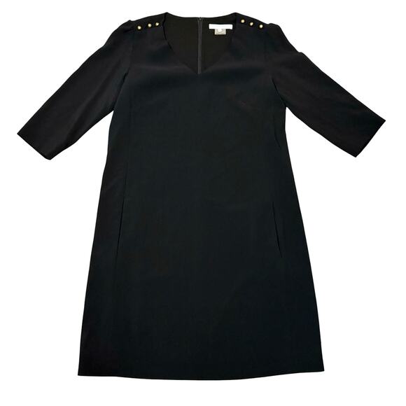 Gerard Darel Daryl Button Detail Shift Dress Black Gold Tone Accents EUR 40 - Picture 1 of 12